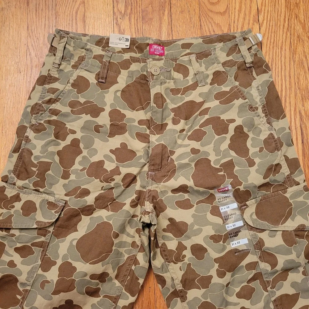 Levis 31x32 XX Cargo Baggy‎ Pants Green Frog Skin Camo Ripstop Hunting Utility